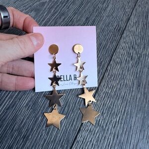 Bella B Celestial Rose Gold Tiered Star Drop Earrings